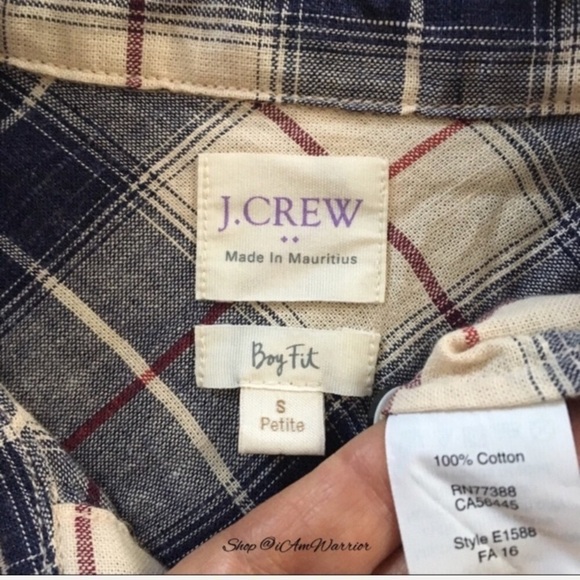 J.Crew plaid โboy fitโ 3/4 button down top *shop@iamwarrior - Picture 8 of 9